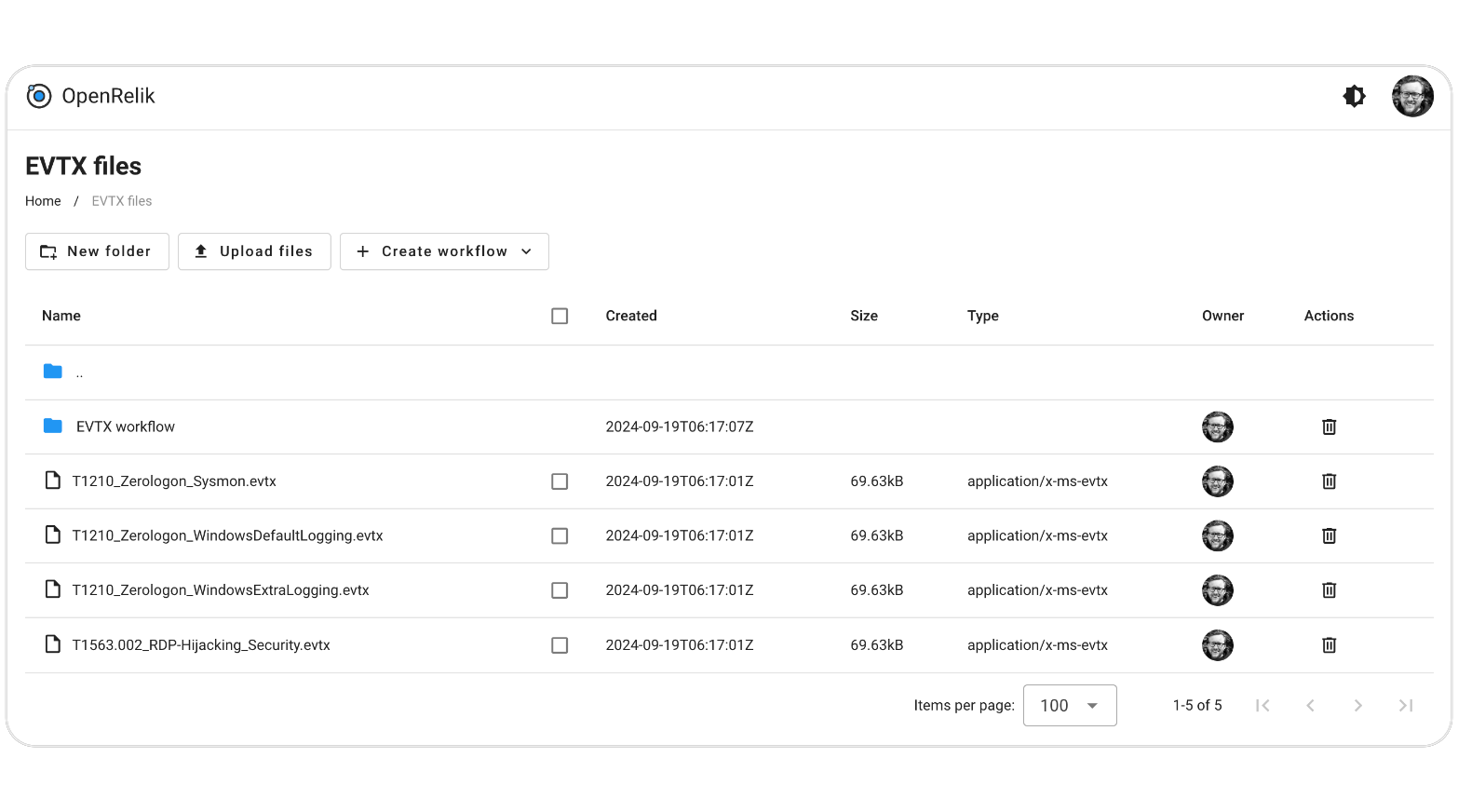 Example folder with files and subfolder